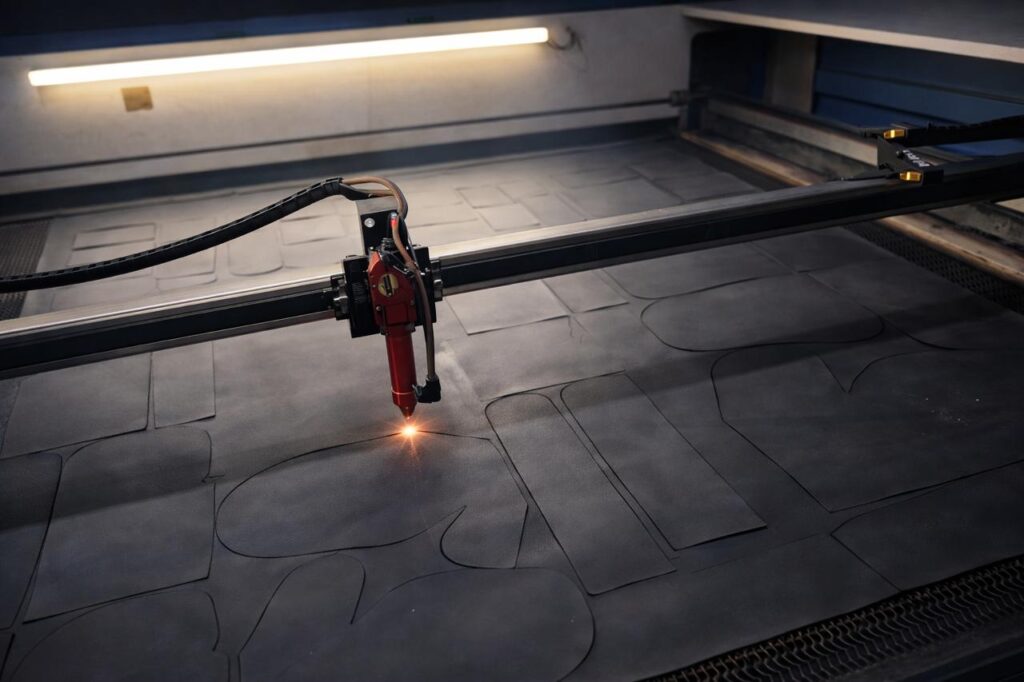 Synthetic microfibre panel cutting department